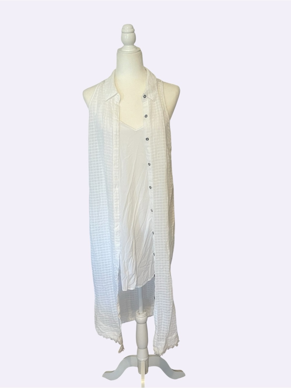 Splendid White Sheer Sleeveless Maxi Duster with Slip
